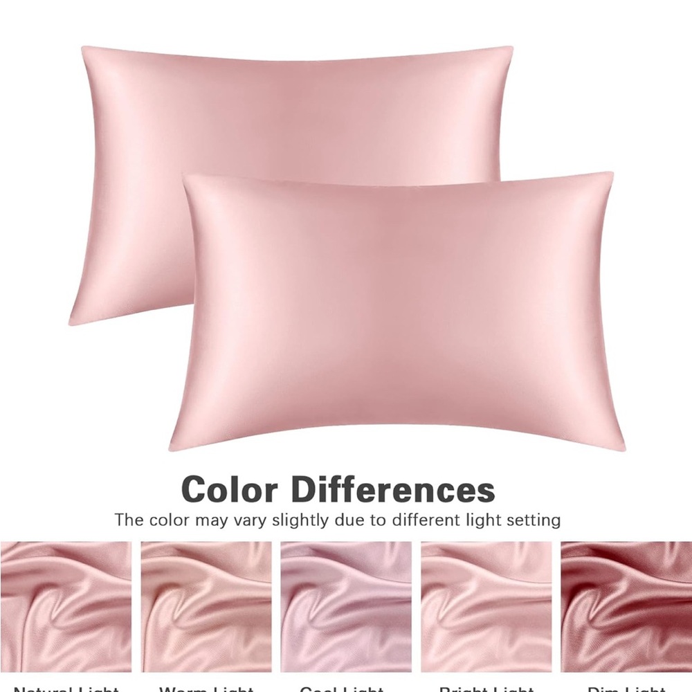 SOLD Pink Satin Pillowcase Set - Picture 2 of 4